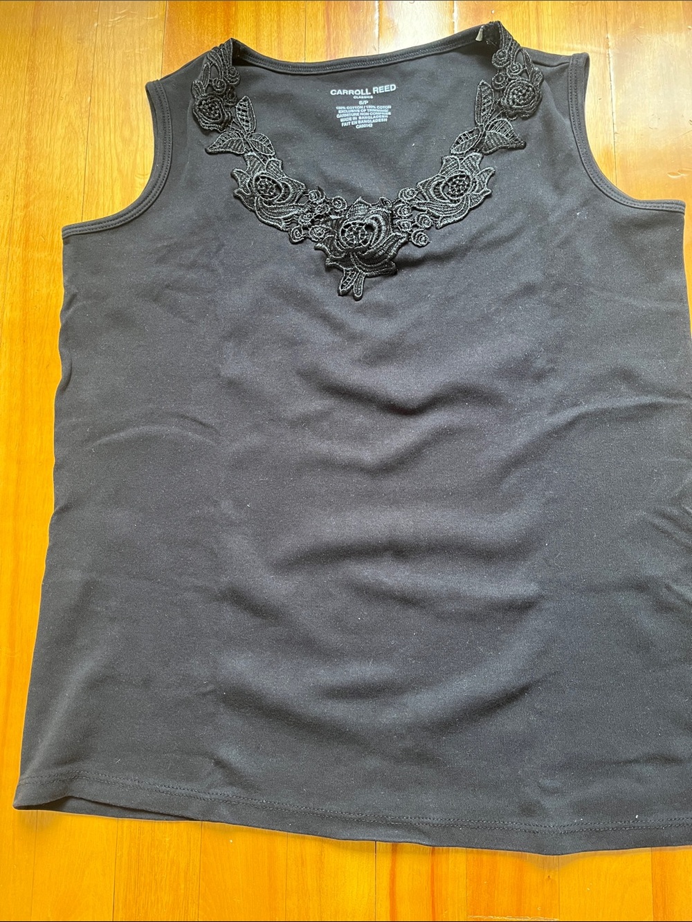 Black Lace-Appliqué Tank Top